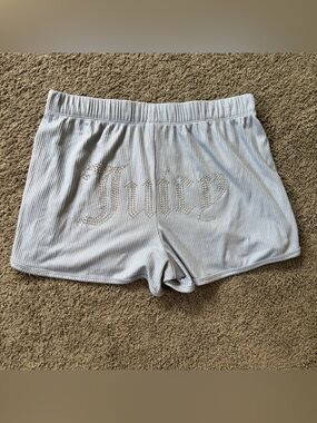 Juicy Couture Rhinestone Pajama Shorts Light Blue Womens Size Large
